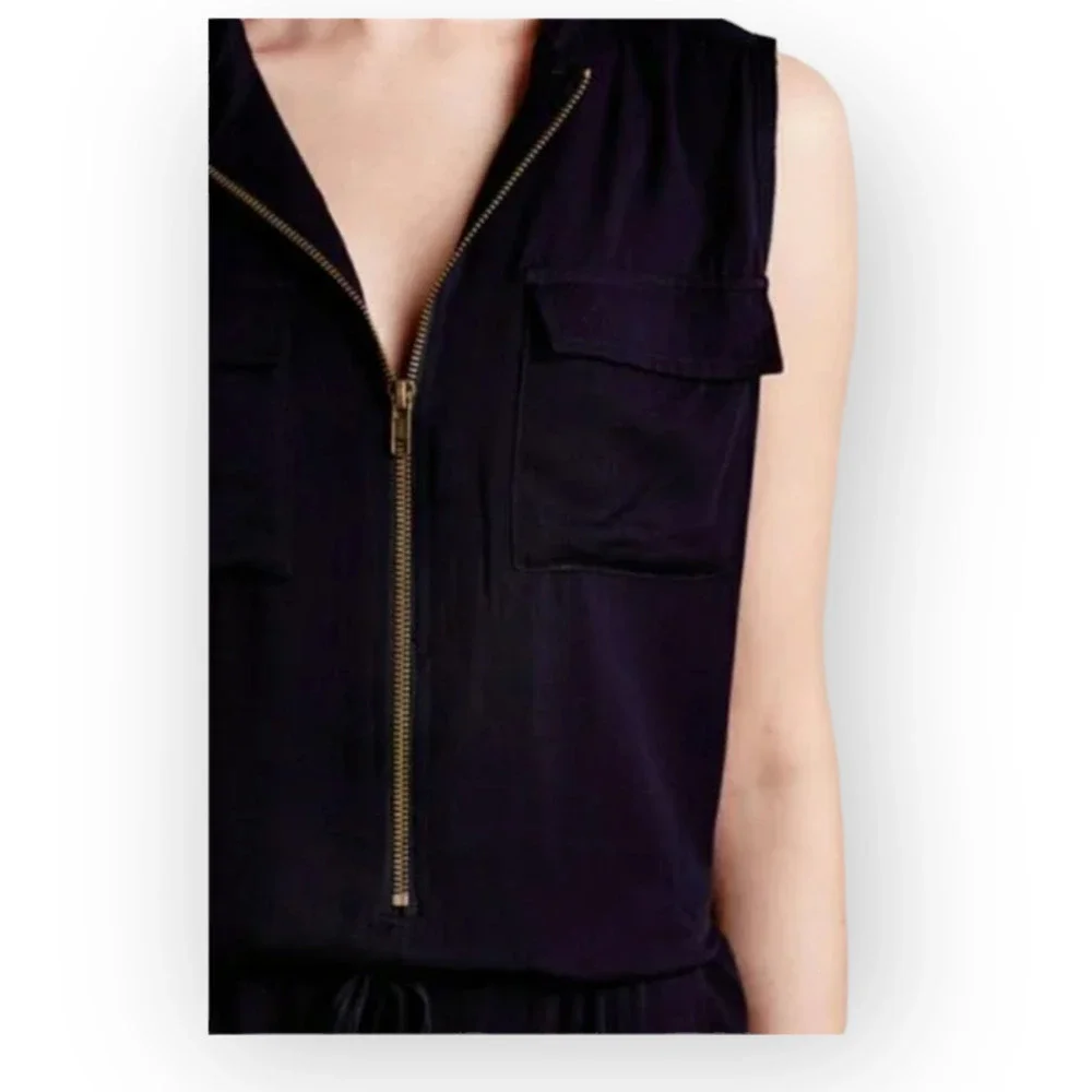 ANTHROPOLOGIE Elevenses Modern Straight Leg Jumpsuit  Navy Sz XXS - Picture 10 of 12